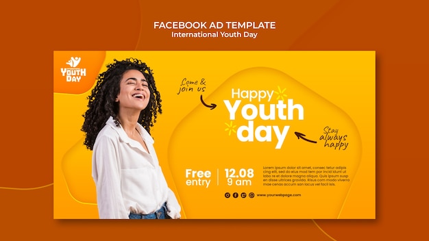 PSD plantilla de facebook del día internacional de la juventud