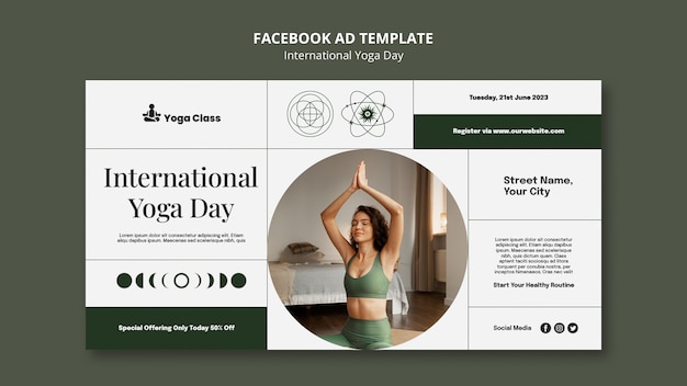 Plantilla de facebook del día internacional del yoga