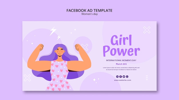 Plantilla de facebook del día de la mujer de diseño plano