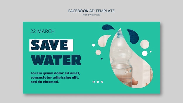 PSD plantilla de facebook del día mundial del agua