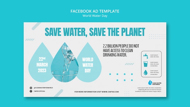 PSD plantilla de facebook del día mundial del agua