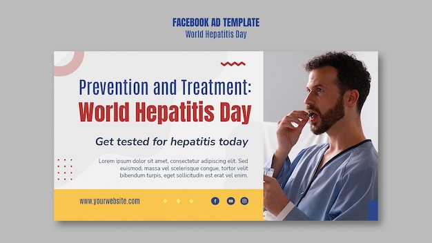 PSD plantilla de facebook del día mundial de la hepatitis de diseño plano