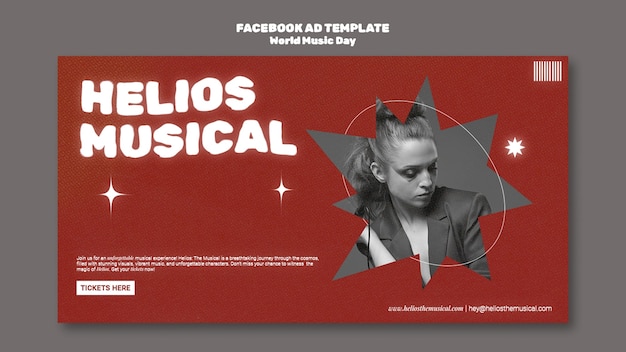 PSD plantilla de facebook del día mundial de la música