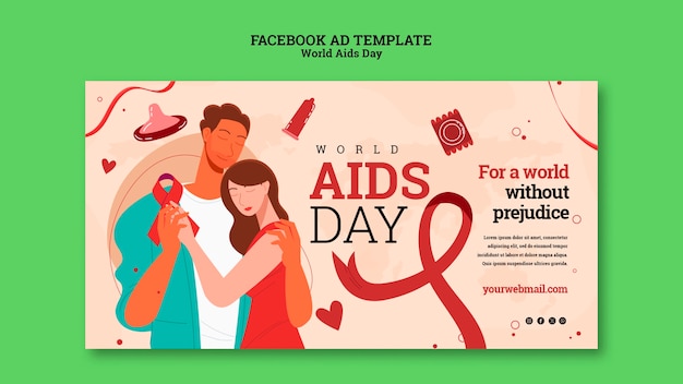 PSD plantilla de facebook del día mundial del sida