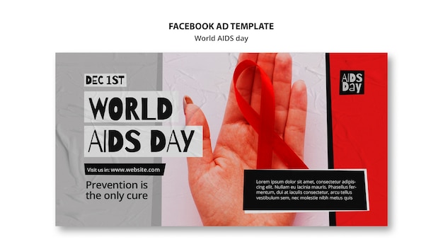 PSD plantilla de facebook del día mundial del sida