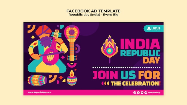 PSD plantilla de facebook del día de la república india