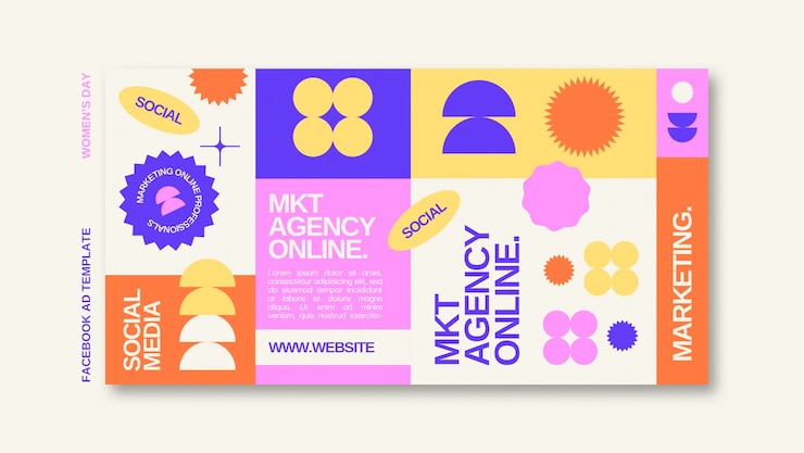 PSD plantilla de facebook de estrategia de marketing de diseño plano
