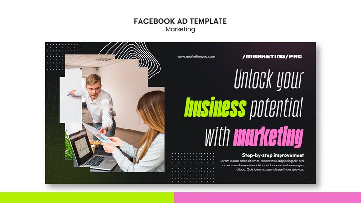 PSD plantilla de facebook de estrategia de marketing de diseño plano