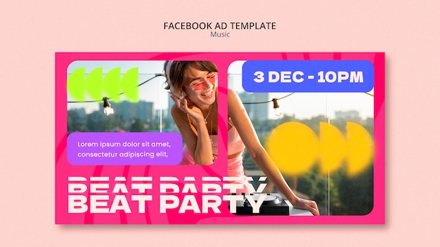 PSD plantilla de facebook de evento musical