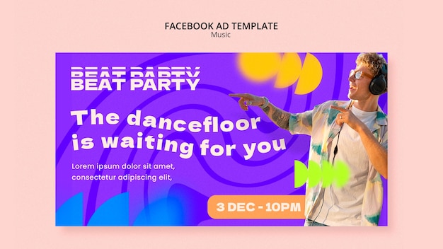 PSD plantilla de facebook de evento musical