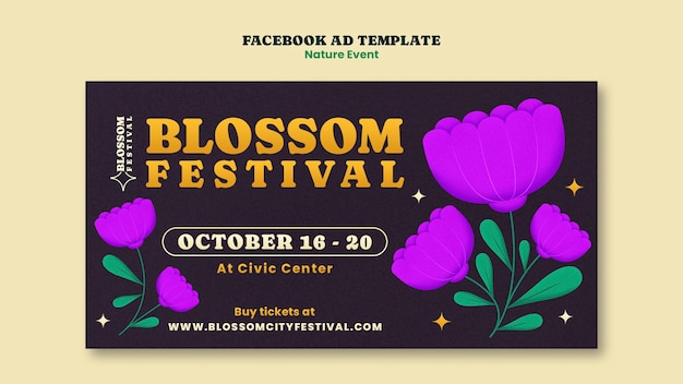 PSD plantilla de facebook de evento de naturaleza de diseño plano