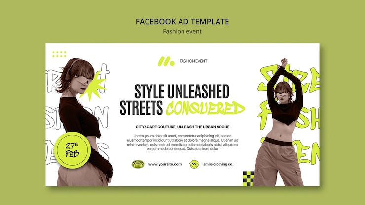 PSD plantilla de facebook para eventos de moda de diseño plano