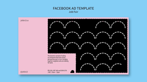 Plantilla de facebook para la feria de trabajo de diseño plano
