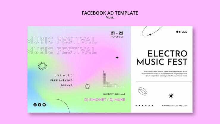 PSD plantilla de facebook de festival de música