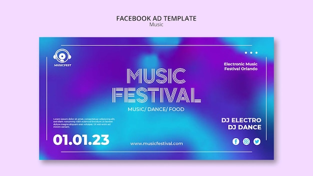 PSD plantilla de facebook de festival de música