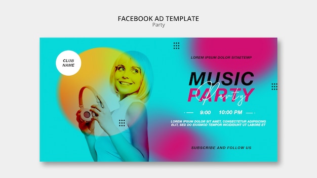 Plantilla de facebook de fiesta degradada