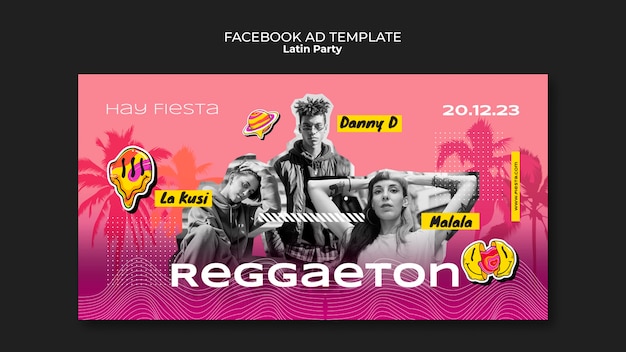 PSD plantilla de facebook de la fiesta latina