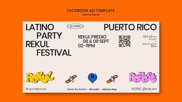 PSD plantilla de facebook de fiesta latina