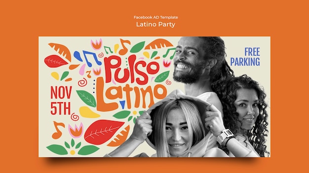 PSD plantilla de facebook de fiesta latina