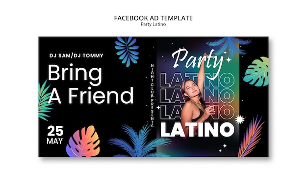 PSD plantilla de facebook de la fiesta latina