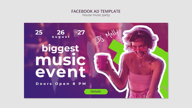 Plantilla de facebook de la fiesta de música de la casa