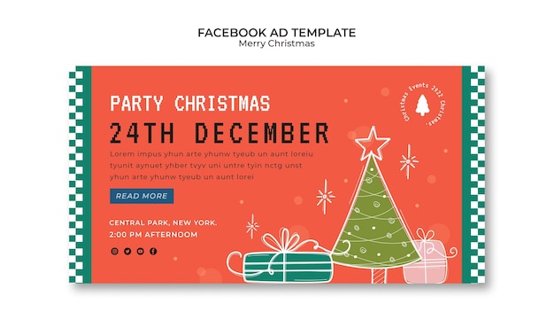 Plantilla de facebook de fiesta de navidad dibujada a mano