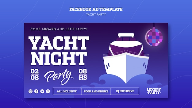 Plantilla de facebook de fiesta en yate