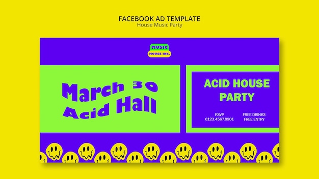 PSD plantilla de facebook para fiestas de música house