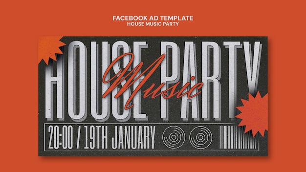 PSD plantilla de facebook para fiestas de música house