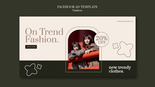 Plantilla de facebook de lanzamiento de moda dibujada a mano