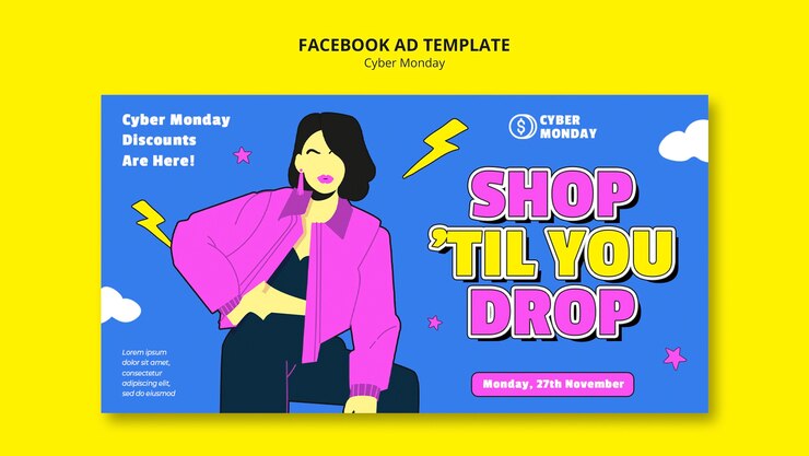 PSD plantilla de facebook para el lunes cibernético