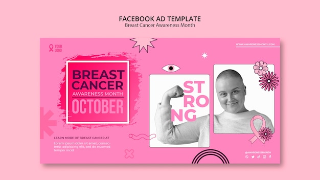 PSD plantilla de facebook del mes de concientización sobre el cáncer de mama