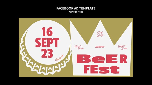 Plantilla de facebook de oktoberfest de diseño plano