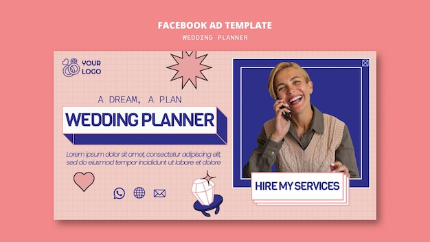 PSD plantilla de facebook para el planificador de bodas