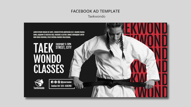 PSD plantilla de facebook de práctica de taekwondo