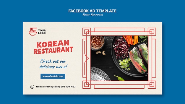 Plantilla de facebook de restaurante coreano