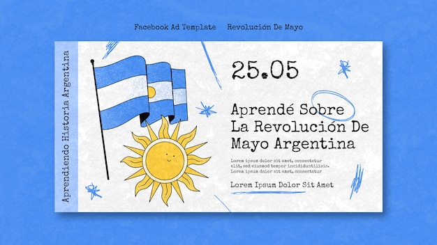 PSD plantilla de facebook de la revolución de mayo