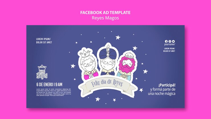 PSD la plantilla de facebook de los reyes magos