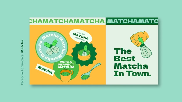 PSD la plantilla de facebook para el té matcha.