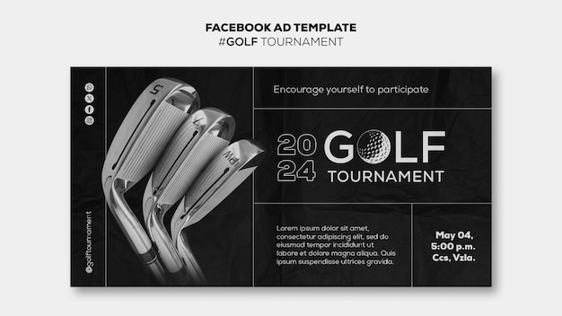 PSD plantilla de facebook para el torneo de golf