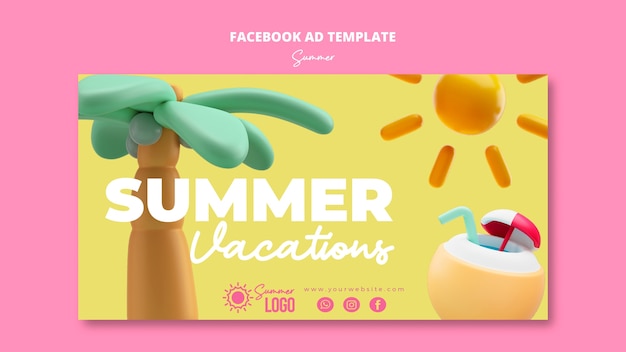 PSD plantilla de facebook de vacaciones de verano