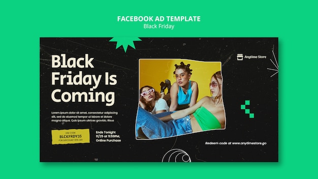 Plantilla de facebook de viernes negro de diseño plano