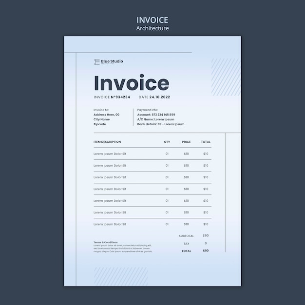 Plantilla de factura de arquitectura