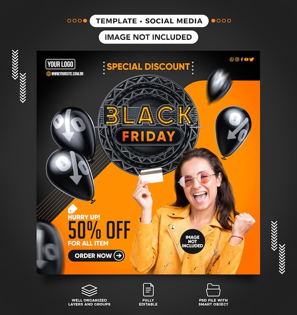 Plantilla de feed de banner de descuentos especiales de Black Friday