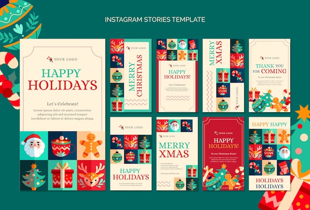 PSD plantilla de feliz navidad de diseño plano