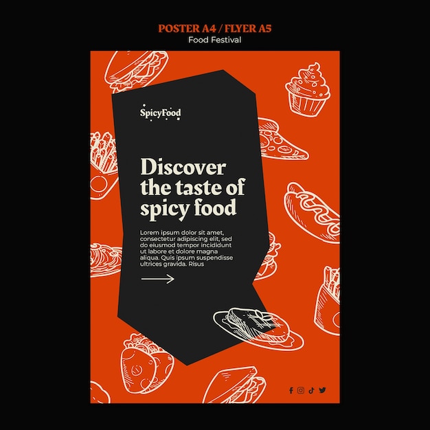 Plantilla de festival de comida de diseño plano