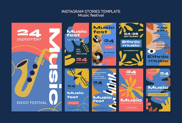 PSD plantilla de festival de música de diseño plano