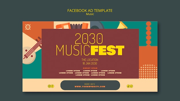 Plantilla de festival de música de diseño plano