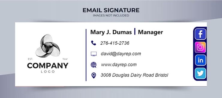 PSD plantilla de firma de correo electrónico diseño empresarial y corporativo.