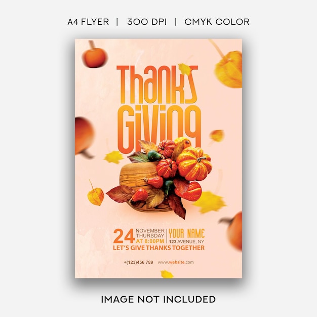 PSD plantilla de flyer de thanksgiving